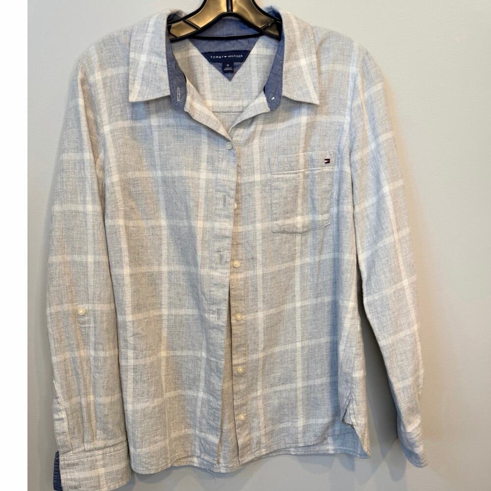 Tommy Hilfiger Men Plaid Button Down Shirt Cotton Size M